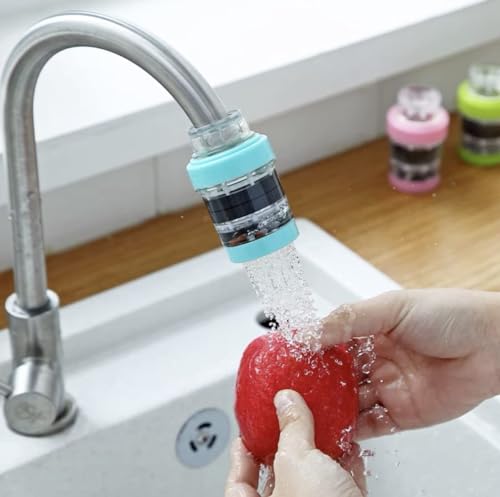 Image of EKRON Tap Faucet Water Purifier & Strainer | Medical Stone & Magnetization Water Softener Filter | Removes Dirt, Rust & Impurities Kitchen Sink Washbasin & Shower Tap Attachment (Random Color) CH-158