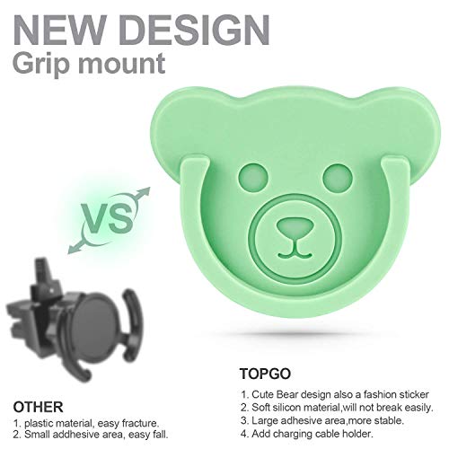 Image of Car Grips Mount for Phone Stand Cute Bear Style Silicone Phone Holder with Phone line Clasp for Collapsible Grip /Socket Mount User Used on Dashboard, Home, Office, Kitchen, Desk, Wall (3 Colors)