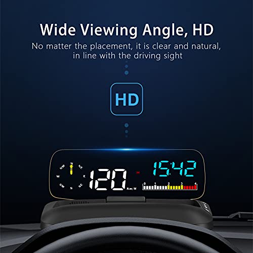 Image of wiiyii Car HUD C5, Head-Up Display, OBDII & GPS Scanner, Vehicle Speed, Fuel Consumption, Clear Fault Code, Compatible with All Cars