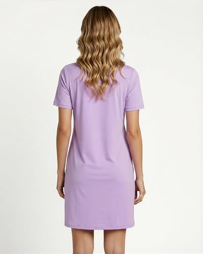 Image of Real Essentials 3 Pack: Women's Short Sleeve Nightgown Dress - Nightshirt Pajama Sleep Shirt Sleepwear (Available in Plus)
