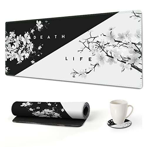Tapis de souris de jeu XL AIMSA 89x40cm cerisier noir et blanc pour bureau