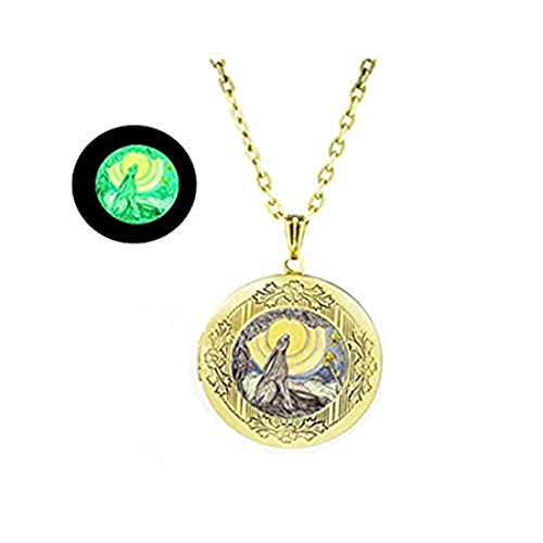 Glowlala Glowing Moon Gazing Hare Locket Necklace Glow Moon Howling Rabbit or Hare Domed Locket Pendant Necklace