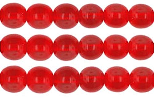 Red Round Glass Beads, Sizes 8mm, 6mm and 4mm. Not Painted or Coated, Goes Well with Cat's Eye Beads. Craft, Jewelry and DIY Projects. (8mm - 50 Beads)