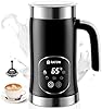 5-in-1 Milk Frother Electric Steamer: Automatic Magnetic Foamer with Hot Foam Cold Froth for Cappuccino Latte Matcha - 350ml Large Capacity Milk Warmer Chocolate Heater Stainless Steel