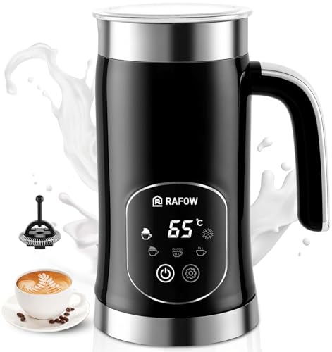 5-in-1 Milk Frother Electric Steamer: Automatic Magnetic Foamer with Hot Foam Cold Froth for Cappuccino Latte Matcha - 350ml Large Capacity Milk Warmer Chocolate Heater Stainless Steel by Rafow - Used condition - CA$43.86