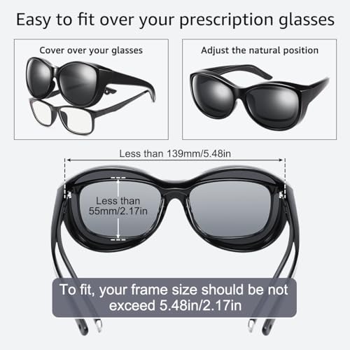 Image of Br'Guras Polarized Oversized Fit over Sunglasses Wear over Glasses for Women Men Driving Riding