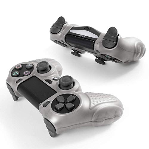 Chinfai Ps4 Controller Dualshock4 Skin Grip Anti-Slip Silicone Cover Protector Case For Sony Ps4/Ps4 Slim/Ps4 Pro Controller With 8 Thumb Grips (Silver) #TOP5