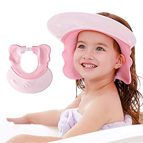 Image of Baby Shower Cap Silicone Shower Visor Bathing Hat, Maydolly Shower Cap Infants Soft Protection Safety Visor Cap for Toddler Children, Pink