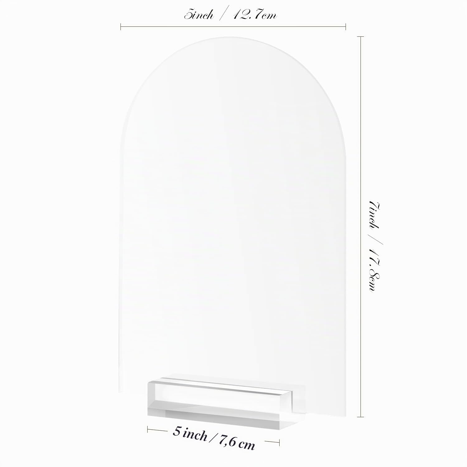 Satiniertes Acrylschild mit transparentem Ständer, blanko, gewölbt, mit Halter, gewölbte, satinierte DIY-Tafeln für Hochzeit, Tischnummer, ca. 13 x 18 cm,10 Stück