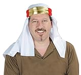 Beistle Satin Sheik Hat in White/Red/Gold, Men's Costume Head Covering for Biblical Plays, International Event Outfit