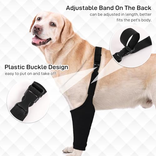 Image of Dog Recovery Suit for Front Legs, Dog Recovery Sleeves After Surgery with Elastic Band, Soft Protective Elbow Braces for Medium Large Dogs, Cone Collar Alternative to Stop Licking Leg Wounds,Black,XL