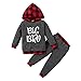 Alunsito Baby Little Boys Plaid Printed Kleidung Set Langarm Brief Hoodie Sweatshirt Top Elastische Hosen Herbst Winter 2Pcs Outfits Rot 120 4-5 Jahre