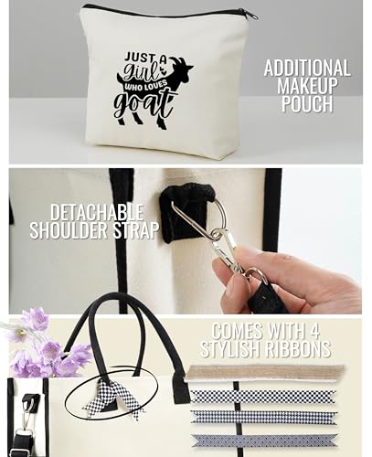 Bolso tote de lona para amantes de las cabras, para mujeres y niñas, con cierre de cremallera superior y correa para hombro, ideal como regalo de cumpleaños, Día de la Madre, Acción de Gracias o Navidad miniatura 5