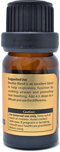 Breathe Essential Oil Blend 10ml - Natural Pure Undiluted Therapeutic Grade for Aromatherapy, Scents & Diffuser - Sinus Relief, Congestion, Cold, Cough, Headache, Respiratory Problems