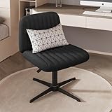 Armless Criss Cross Chair Comfy Office Chair Home Office Desk Chair Computer Chair Vanity Chair for Bedroom, Makeup Room, Living Room Chairs (Shell Shape, Black)