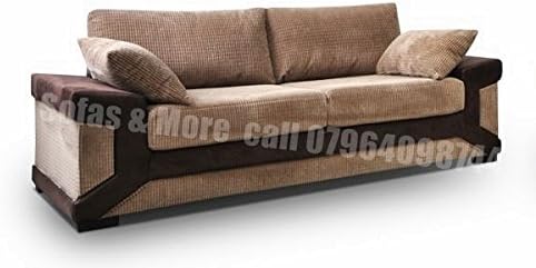 Dino Sofa 3 Seater 2 Seater Formal Back Brown Fabric Leather Jumbo Cord Settee Couch Living Room Modern Style