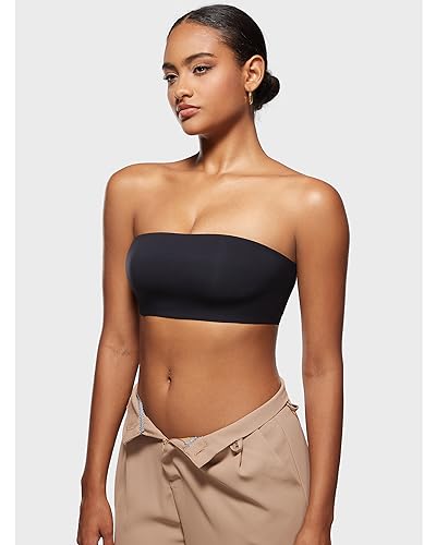INLYRIC Women's Inbarely Strapless Bandeau Bra Bralette Tube Top Seamless Comfortable Stretchy Non Padded Bras Tops3