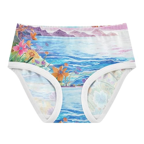 Cotton Toddler Girls Underwear Watercolor Flowers Sea Panties for Girl Aesthetic Undies Kids Briefs 2t