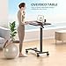 WOTURE Adjustable Overbed Table with Wheels, Bedside Rolling Table, Pneumatic Height Adjustment, Hospital Bed Table on Wheels, Standing Desk, Bedridden & Mobility Needs, Walnut