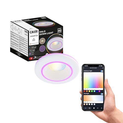 CALEX - Smart LED Halo Downlight, WiFi Ceiling Light, CCT 2700-6500K + RGB, App and Works with Amazon Alexa and Google Home, Dimmable, White