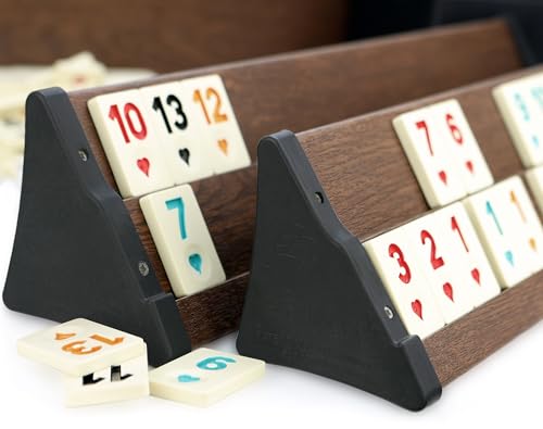Semus - Star Holz Optik Rummy Set Okey mit Melamin Steine Plastik Okey TAKIMI/Dunkel