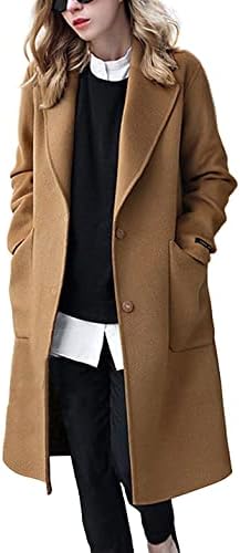 chouyatou Women's Winter Casual Single Breasted Long Wool Coat Fo...