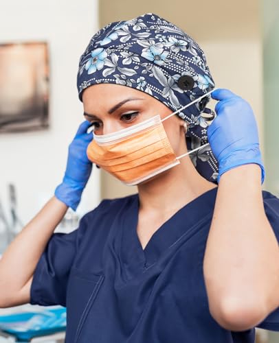 Image of Satin Lined Scrub Cap for Women Extra Large Long Hair Surgical Nurse Cap 4 Buttons