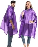 HOOMBOOM Reusable Rain Ponchos with Drawstring Hood for Adults, Waterproof Thicken Rain Coat, 2 Packs