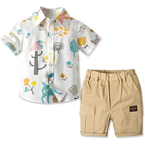 Dinysuos Toddler Boy Clothes Kids 2 Piece Summer Outfit Polo Dress Shirt + Shorts Set 2-7T Cover