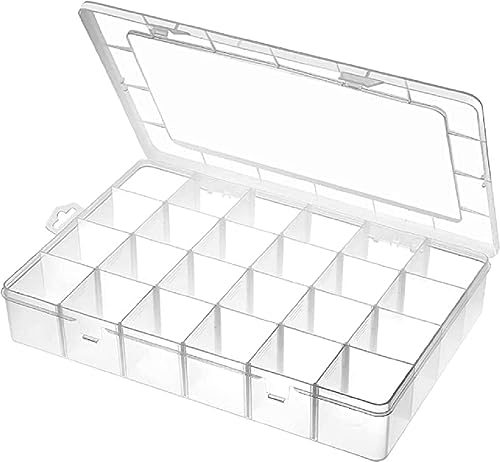 LEAWALL 36 Grid Cells Multipurpose Clear Transparent Plastic Storage Box with Removable Dividers Jewelry Box Organizer Storage Containe