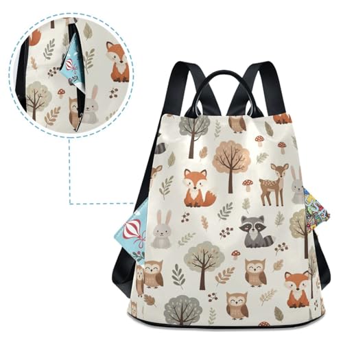 Sac à dos tendance imprimé sergé fermeture éclair dos poches multiples - 4
