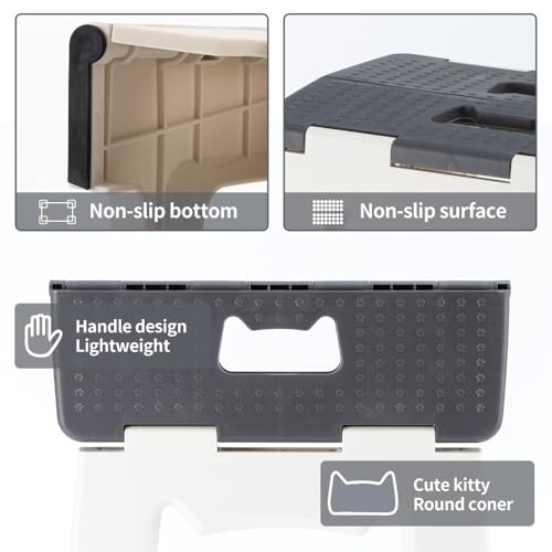 Image of Camping Stool, Portable Folding Stool with Carry Bag, 12in Portable Folding Chair 1.6Lbs Collapsible Camp Stool Outdoor Footstool for Travel Walking Hiking Fishing Picnic Barbecue (Grey)