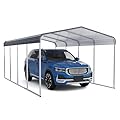 12x20 Metal Carport, Heavy Duty Carport, Shelter with Galvanized Metal Roof and Updated Frame, Car Canopy Garage for Car, Pickup, Boats and Tractors