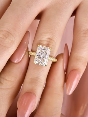 Maxinejewelry 4.5CT Elongated Radiant Cut Engagement Ring for Women, 5A CZ Bridal Wedding Promise Ring, S925 Silver Jewelry - Image 2