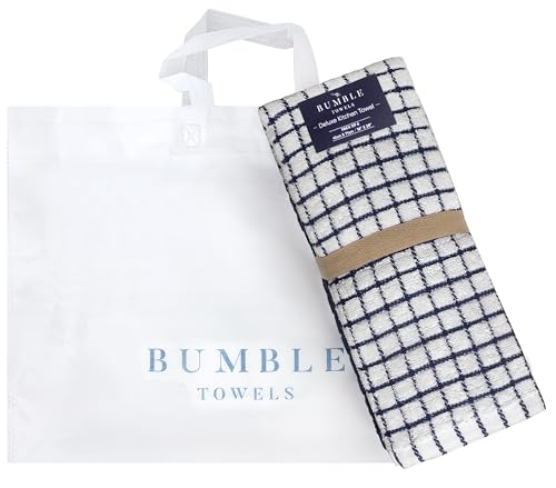 Image of Bumble Kitchen Towels (6 Pack) | 16 inch x 28 inch | 100% Cotton Dish Towels for Kitchen | 380 GSM | Soft, Highly Absorbent & Durable Dish Towels with Hanging Loop | Navy