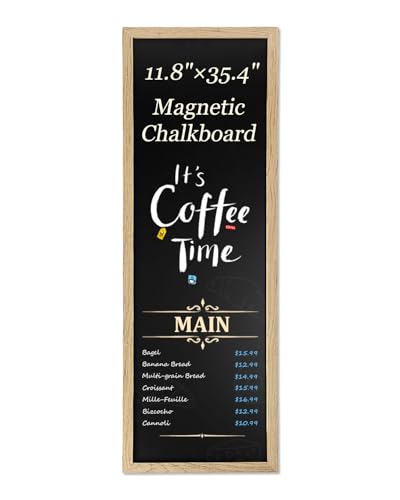 Magnetic Chalkboard for Wall, Long Chalk Board, Wall Hanging Menu for Restaurant, Food Truck, Kitchen, Chalk Board for Kitchen, Bar & Home Decor 11.8' x 35.4'