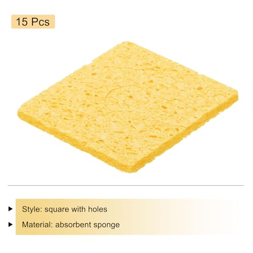 Image of MECCANIXITY 15PCS Soldering Sponge 60 x 60mm Square with Holes Deep Cleaning Pad Welding Tip Iron Replacement for Cleaning Soldering Iron 3mm Natural Thickness 14mm Water Absorption Thickness