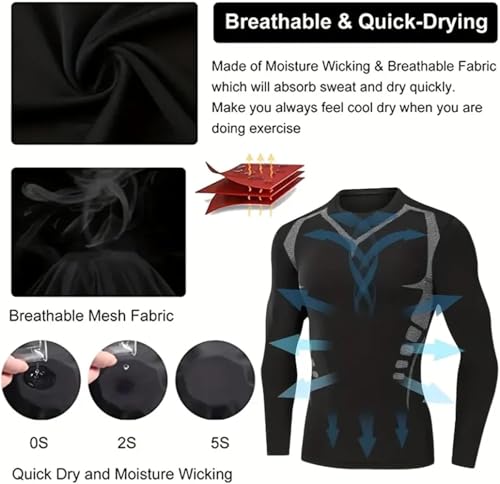 Cozy Breezy Shapewear Men,Men's Compression Shirt Tank Top WorkoutVest Abdomen Slim Body Shaper (Black-A,Large)4