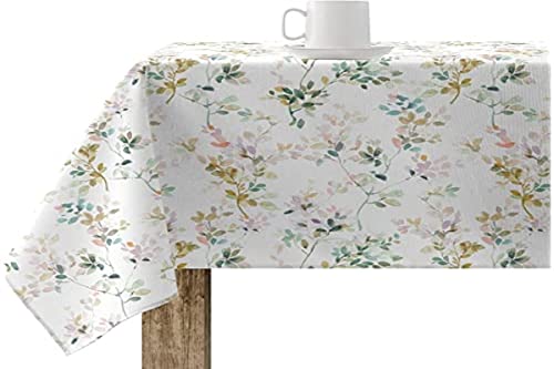 BL BELUM | Mantel Antimanchas Tacto Tela Impermeable Color Multicolor Modelos Florales 120-247-248 - Fabricado en España (240 x 140 cm, Hojas)