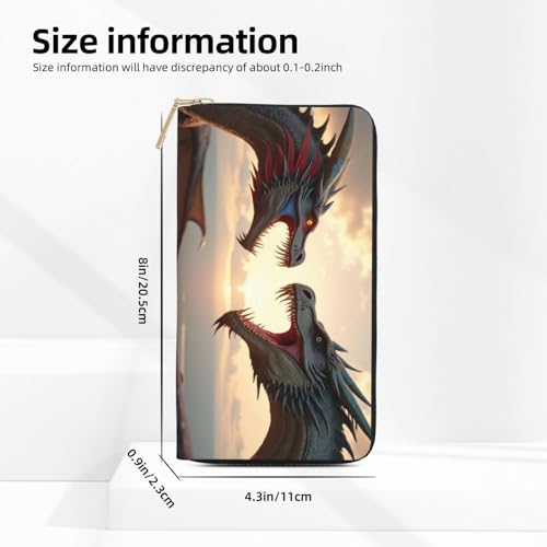 Wallet Women - Cool Red Dragon-G Print Leather Wallet for Women with Zipper, Cute Bifold Long Ladies Wallets2