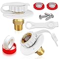 2Pcs RV Water Inlet Replacement, RV City Water Inlet with Check Valve, 3/4 NH Female to 1/2 NPT Male Lead-free Brass RV Fresh Water Fill Inlet Flange Connection Kit