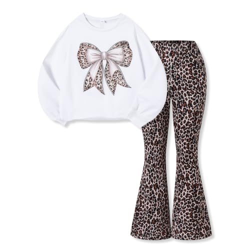 Image of Toddler Girl Clothes Long Sleeve Cartoon & Letter Graphic Top + Fruit Stationery Print Flared Leg Pants