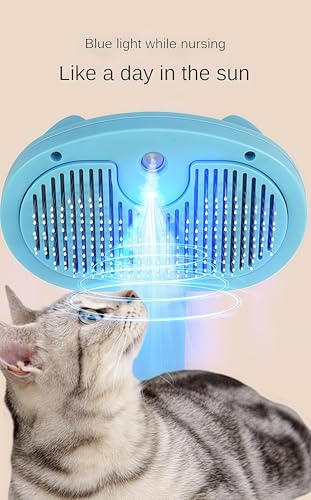 Image of Cat Steam Brush for Indoor Cats - Gentle Cat Hair Brush with Steam Mist, Self-Cleaning Feature, and Quiet Massage Function - Perfect for Shedding, Tangles, and Grooming | Steam Brush for Cats