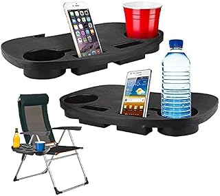 Set of 2 x Clip On Camping Chair Side Table Outdoor Garden Fishing Beach Storage Tidy