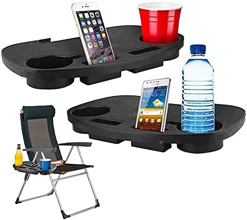 Set of 2 x Clip On Camping Chair Side Table Outdoor Garden Fishing Beach Storage Tidy