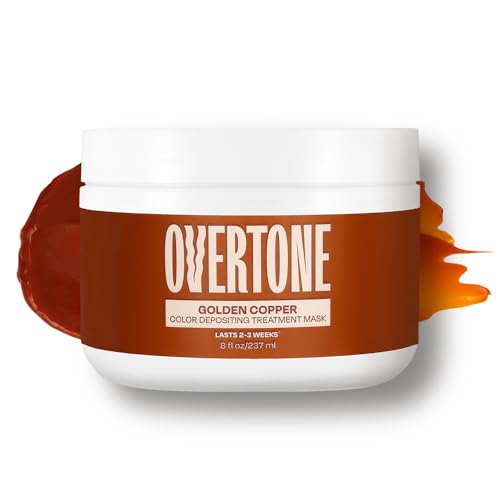 Image of Overtone Semi Permanent Hair Color Conditioner, Golden Copper, 8 oz, Nourishing, Damage-Free, Color Depositing Mask for All Hair Types with Shea Butter & Coconut Oil, Vegan & Cruelty-Free