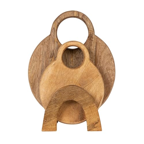 Set de 3 tablas redondas de madera de mango con soporte miniatura 4