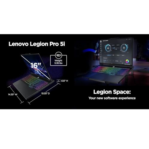 Image of Lenovo Legion Pro 5i AI Gaming Laptop 16.0 inch 165Hz OLED WQXGA Display (Intel Ultra 9-275HX, GeForce RTX 5070 8GB, 64GB DDR5, 2TB PCIe SSD, RGB KB, Win 11 Home) w /Dockztorm Wireless Mouse