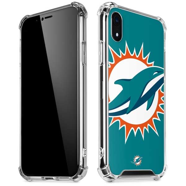 Skinit Clear Phone Case Compatible with iPhone XR - Officially Licensed NFL Miami Dolphins Large Logo Design
