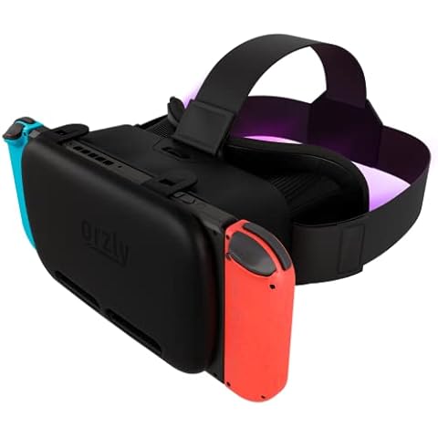 Orzly VR Headset designed for Nintendo Switch & Switch oled console with adjustable Lens for a virtual reality gaming experience and for Labo VR - Black - Gift boxed Edition Cover